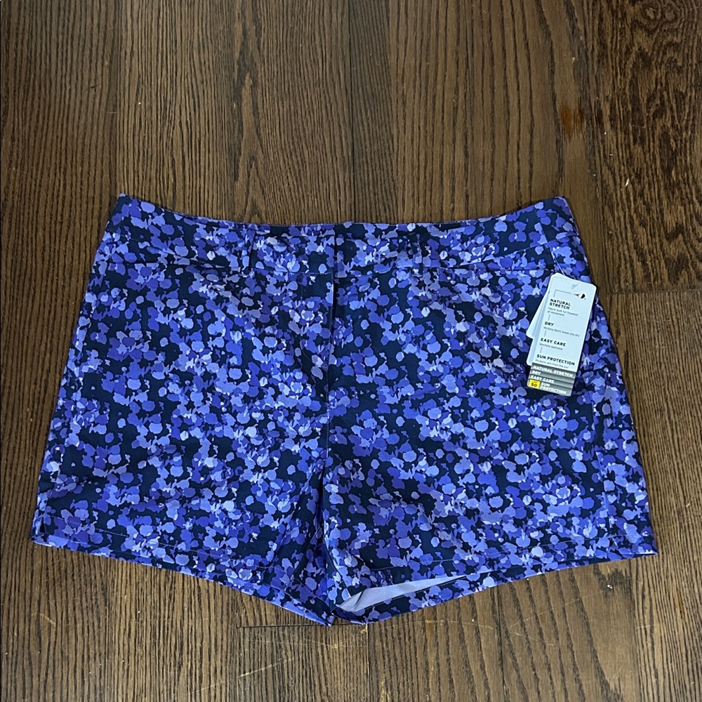 NWT Grand Slam Purple Floral golf UPF Shorts sz 14